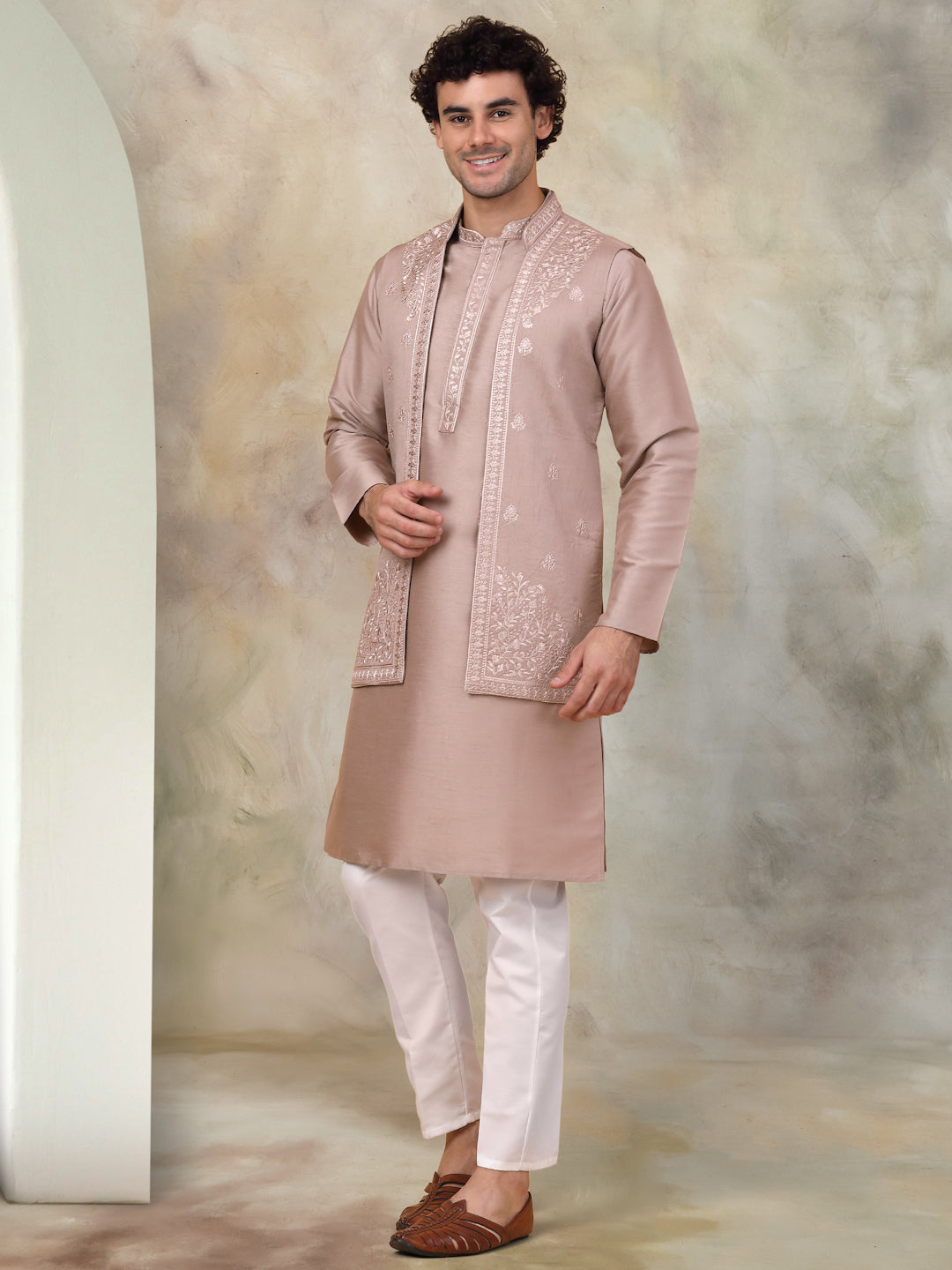 Men's Embroidered Waistcoat and Kurta Pyjama