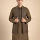 Embroidered Waistcoat & Solid Kurta Pyjama For Men