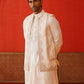 Embroidered Waistcoat & Solid Kurta Pyjama For Men ( JOKPWCS 5106Off-White )