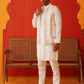 Embroidered Waistcoat & Solid Kurta Pyjama For Men ( JOKPWCS 5106Off-White )
