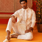 Embroidered Waistcoat & Solid Kurta Pyjama For Men ( JOKPWCS 5106Off-White )