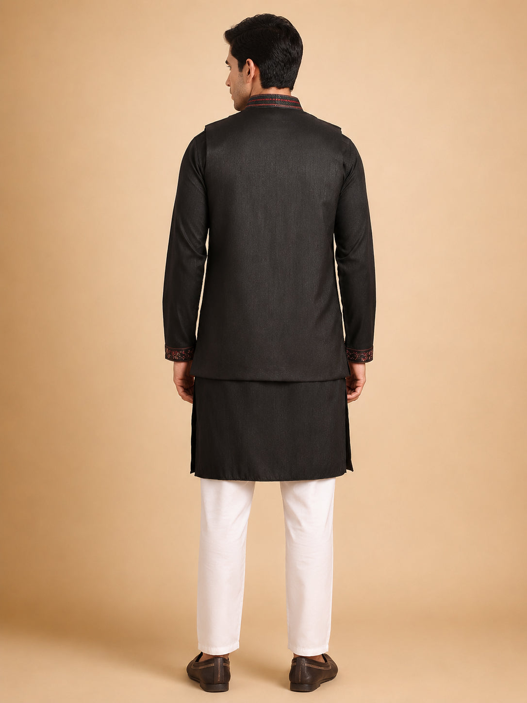 Embroidered Waistcoat and Kurta Pyjama For Men