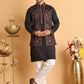 Embroidered Waistcoat and Kurta Pyjama For Men ( JOKPWCS 5114Black )