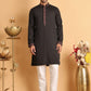 Embroidered Waistcoat and Kurta Pyjama For Men ( JOKPWCS 5114Black )