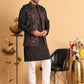Embroidered Waistcoat and Kurta Pyjama For Men ( JOKPWCS 5114Black )