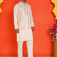 Embroidered Waistcoat and Kurta Pyjama For Men ( JOKPWCS 5168 Peach )