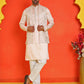 Embroidered Waistcoat and Kurta Pyjama For Men ( JOKPWCS 5168 Peach )