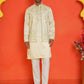 Embroidered Waistcoat and Kurta Pyjama For Men ( JOKPWCS 5168 Yellow )