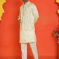 Embroidered Waistcoat and Kurta Pyjama For Men ( JOKPWCS 5168 Yellow )