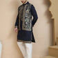 Embroidered Waistcoat and Kurta Pyjama For Men ( JOKPWCS W 5239 Navy )