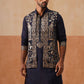 Embroidered Waistcoat and Kurta Pyjama For Men ( JOKPWCS 5239 Navy )