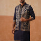 Embroidered Waistcoat and Kurta Pyjama For Men ( JOKPWCS 5239 Navy )