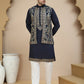 Embroidered Waistcoat and Kurta Pyjama For Men ( JOKPWCS W 5239 Navy )