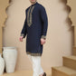 Embroidered Waistcoat and Kurta Pyjama For Men ( JOKPWCS W 5239 Navy )