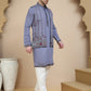 Embroidered Waistcoat and Kurta Pyjama For Men ( JOKPWCS W 5240 Purple )