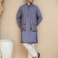 Embroidered Waistcoat and Kurta Pyjama For Men ( JOKPWCS W 5240 Purple )