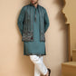 Embroidered Waistcoat and Kurta Pyjama For Men ( JOKPWCS W 5240 Teal )