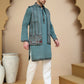 Embroidered Waistcoat and Kurta Pyjama For Men ( JOKPWCS W 5240 Teal )