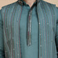 Embroidered Waistcoat and Kurta Pyjama For Men ( JOKPWCS W 5240 Teal )