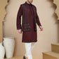 Embroidered Waistcoat and Kurta Pyjama For Men ( JOKPWCS W 5241 Maroon )