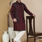 Embroidered Waistcoat and Kurta Pyjama For Men ( JOKPWCS W 5241 Maroon )