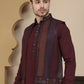Embroidered Waistcoat and Kurta Pyjama For Men ( JOKPWCS W 5241 Maroon )