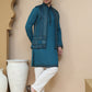 Embroidered Waistcoat and Kurta Pyjama For Men ( JOKPWCS W 5241 Peacock )