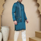 Embroidered Waistcoat and Kurta Pyjama For Men ( JOKPWCS W 5241 Peacock )