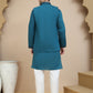 Embroidered Waistcoat and Kurta Pyjama For Men ( JOKPWCS W 5241 Peacock )