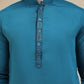Embroidered Waistcoat and Kurta Pyjama For Men ( JOKPWCS W 5241 Peacock )