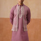 Classic Magenta Kurta Pyjama With Embroidered Waistcoat ( JOKPWCS 5262 Magenta )