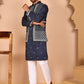 Classic Magenta Kurta Pyjama With Embroidered Waistcoat ( JOKPWCS 5262 Navy ) [FF] [N-9-11]