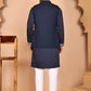 Classic Magenta Kurta Pyjama With Embroidered Waistcoat ( JOKPWCS 5262 Navy ) [FF] [N-9-11]