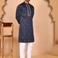 Classic Magenta Kurta Pyjama With Embroidered Waistcoat ( JOKPWCS 5262 Navy ) [FF] [N-9-11]