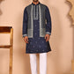 Classic Magenta Kurta Pyjama With Embroidered Waistcoat ( JOKPWCS 5262 Navy ) [FF] [N-9-11]