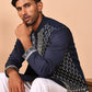 Classic Magenta Kurta Pyjama With Embroidered Waistcoat ( JOKPWCS 5262 Navy ) [FF] [N-9-11]
