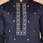 Classic Magenta Kurta Pyjama With Embroidered Waistcoat ( JOKPWCS 5262 Navy ) [FF] [N-9-11]