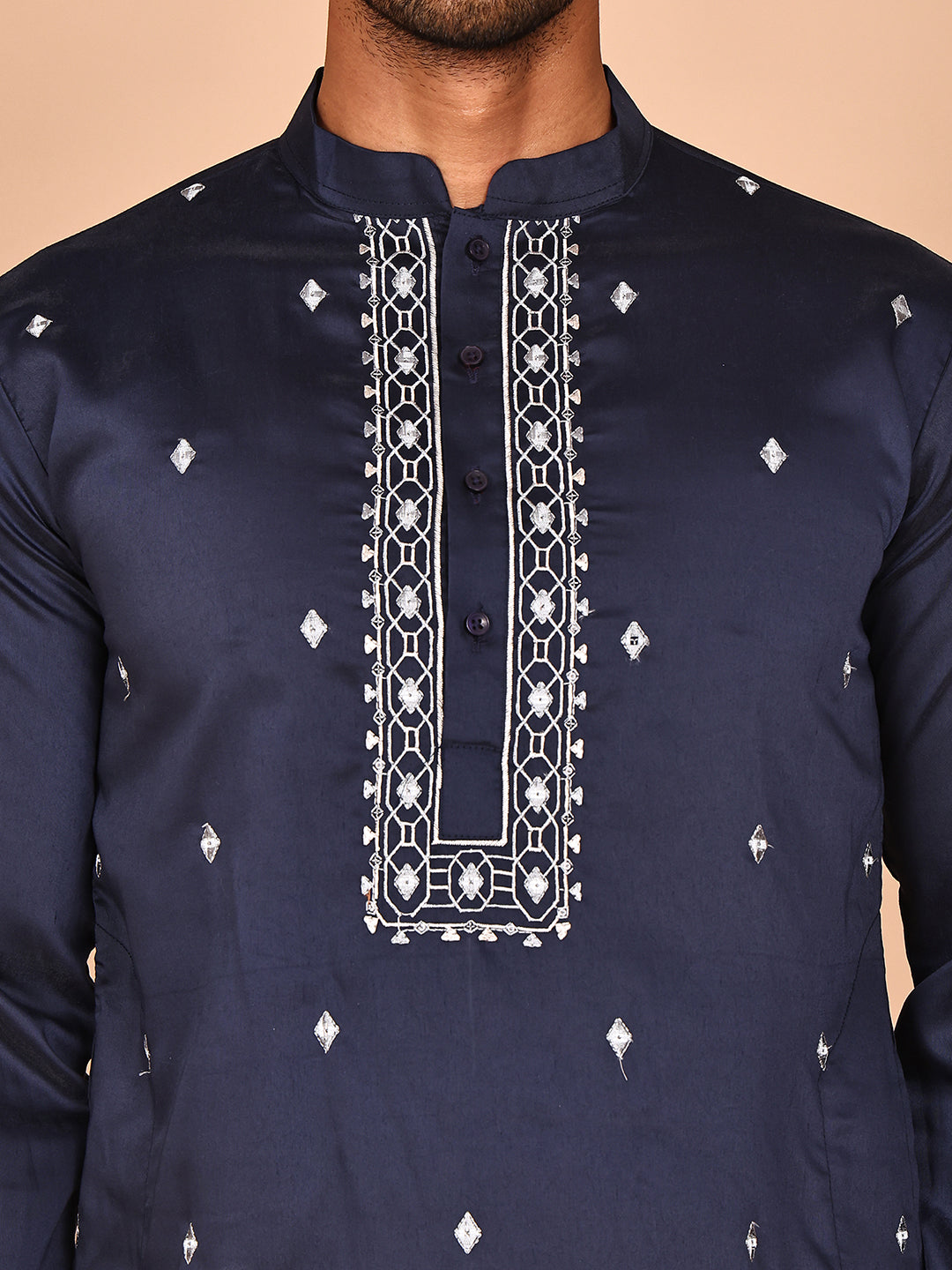 Classic Magenta Kurta Pyjama With Embroidered Waistcoat ( JOKPWCS 5262 Navy ) [FF] [N-9-11]