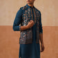 Elegant Leaf Embroidered Waistcoat with Kurta Pyjama ( JOKPWCS 5276 Peacock )