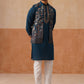 Elegant Leaf Embroidered Waistcoat with Kurta Pyjama ( JOKPWCS 5276 Peacock )