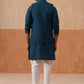 Elegant Leaf Embroidered Waistcoat with Kurta Pyjama ( JOKPWCS 5276 Peacock )