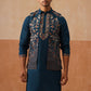 Elegant Leaf Embroidered Waistcoat with Kurta Pyjama ( JOKPWCS 5276 Peacock )