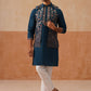 Elegant Leaf Embroidered Waistcoat with Kurta Pyjama ( JOKPWCS 5276 Peacock )