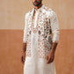Elegant Leaf Embroidered Waistcoat with Kurta Pyjama ( JOKPWCS 5276 White )