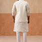 Elegant Leaf Embroidered Waistcoat with Kurta Pyjama ( JOKPWCS 5276 White )