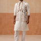 Elegant Leaf Embroidered Waistcoat with Kurta Pyjama ( JOKPWCS 5276 White )