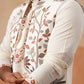 Elegant Leaf Embroidered Waistcoat with Kurta Pyjama ( JOKPWCS 5276 White )
