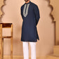 Navy Blue Kurta Set with Floral Embroidered Waistcoat ( JOKPWCS 5278 Navy ) [FF] [I-1]