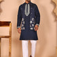 Navy Blue Kurta Set with Floral Embroidered Waistcoat ( JOKPWCS 5278 Navy ) [FF] [I-1]