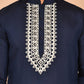 Navy Blue Kurta Set with Floral Embroidered Waistcoat ( JOKPWCS 5278 Navy ) [FF] [I-1]